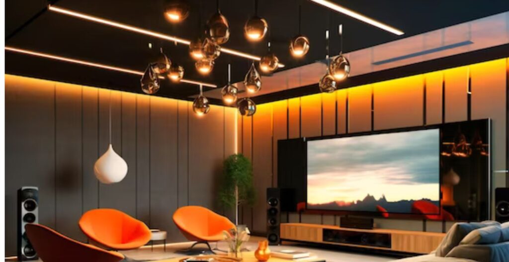 modern led strips light in living room